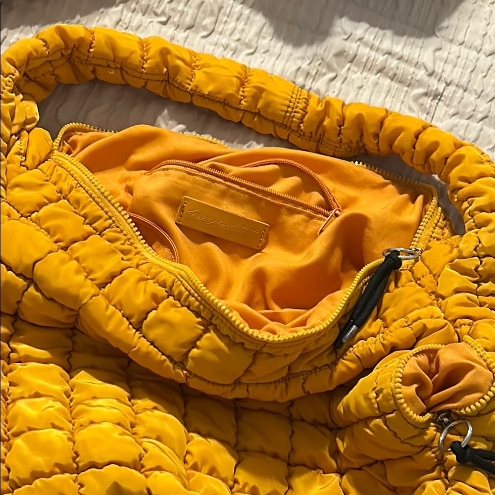 Free People Yellow Shoulder Bag with Quilted Design